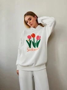 RueChic Hooded Sweatshirt With Embroidery Detail For Autumn & Winter - Black - View 3