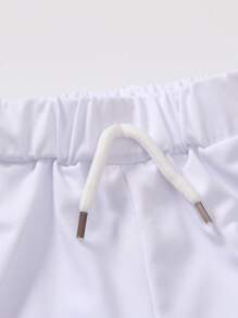 SHEIN YoungBoy 百搭简约百搭字母印花圆领T恤和短裤2件套，适合春夏季 - 彩色 - 查看 4