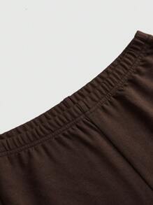 Quần lông giả họa tiết da báo chắp vá Y2K dành cho nữ - màu nâu - Xem 4