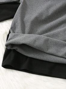 SHEIN Leap Crew 4件套男童休闲圆领长袖上衣和松紧腰打底裤睡衣套装 - 灰色 - 查看 5