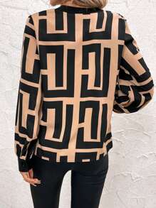 SHEIN Clasi Contrasterende kleuren bedrukte casual blouse voor dames
