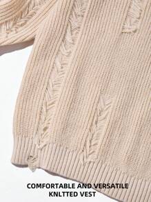 Chillumni Men's Plus Size Solid Color Simple Daily Crew Neck Long Sleeve Sweater - Apricot - View 3
