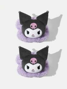 HELLO KITTY AND FRIENDS | SHEIN 2pcs Cartoon Kuromi Design Plush Retractable Towel Hand Strap - Mauve Purple - View 6