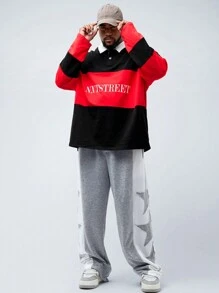 Manfinity VCAY Men's Plus Size Casual Knitted Patchwork Drawstring Straight Leg Pants - Multicolor - View 5