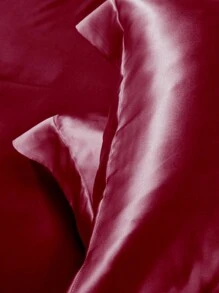 1pc Soft Breathable Silk-Like Satin Wide Pillowcase - Red - View 7