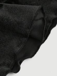 SHEIN MOD Pantalones de terciopelo negro acampanados de talle alto para mujer, pantalones negros para vestir, pantalones de otoño, pantalones para salir, leggings acampanados, sudaderas acampanadas, pantalones de vestir para mujer, pantalones acampanados para mujer, leggings acampanados para mujeres altas - Negro - Ver 4