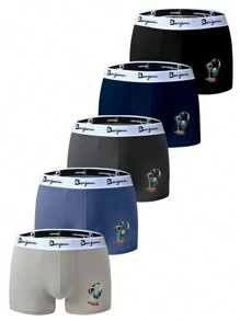 5pcs/Pack Men's Breathable Boxer Briefs Underwear, Various Sizes - Multicolor - View 1