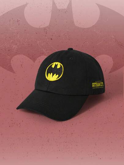 Batman X ROMWE Bat Logo Embroidered Letter Graphic Stylish Sports Baseball Cap