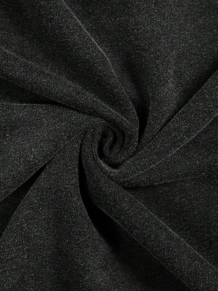 ROMWE MEN Street Life Conjunto de 2 piezas con sudadera con capucha y shorts de impresión de dibujos animados para hombre - Negro - Añade 6