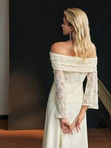 MOTF Soiréza LACE RUCHED FOLDOVER OFF SHOULDER PARTY TOP - Apricot - View 8