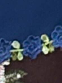 花卉刺绣性感高开叉女式睡袍 - 藏蓝色 - 查看 6