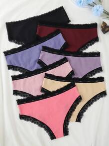 7pcs Women's Lace Patchwork Briefs, Fall/Winter - Multicolor - View 2