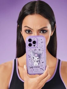 HELLO KITTY AND FRIENDS | SHEIN Purple Transparent Kuromi Print Phone Case,Compatible With IPhone - Mauve Purple - View 2