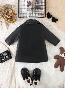 Baby Girl Fashion Lapel Collar Double-Breasted Long Sleeve Jacket, Fall/Winter