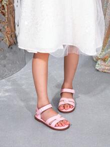 Sandales décontractées pour extérieur à bout rond mignonnes pour filles, rose