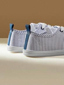 CUCCOO EASI Women's Casual Striped Flat Shoes Fall Tainers - Blue - View 7