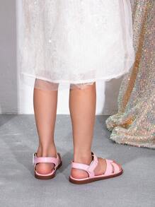 Sandales décontractées pour extérieur à bout rond mignonnes pour filles, rose