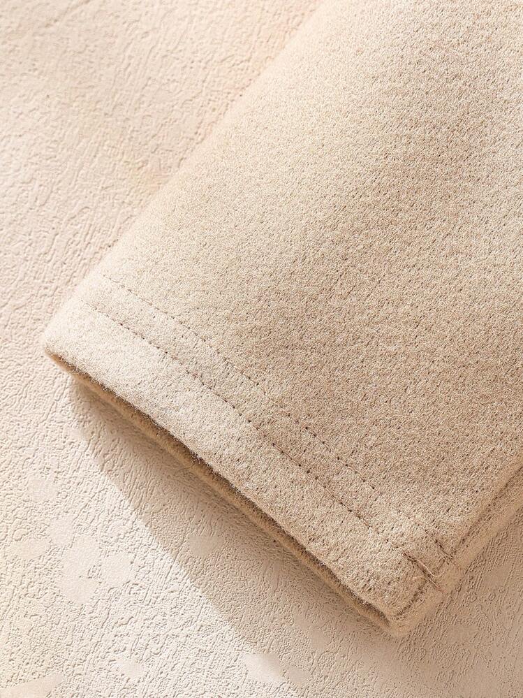 Elladie kids 3pcs/Set Young Girl Spring & Autumn Vintage Solid Lapel Jacket And Plaid Tank Dress And Matching Beret Hat, Korean Style Summer Holiday - Camel - View 3