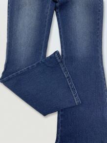 Tween Girls Fashionable Denim Flared Pants With Embroidery For Tween Girls - Medium Wash - View 5