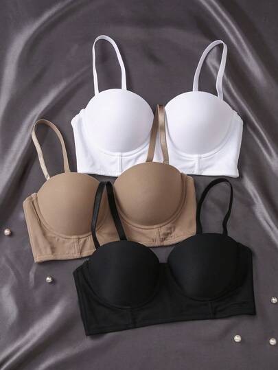 EmpressEnvy 3pcs/Set Romantic & Sexy Seamless Strapless Tube Tops With Adjustable Strap, Summer