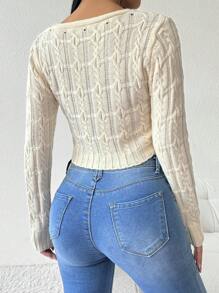 Chiquease 不对称下摆纯色针织毛衣，春秋休闲