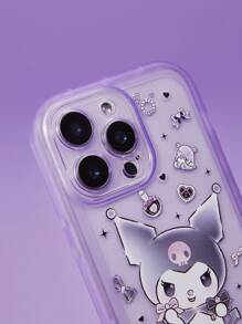 HELLO KITTY AND FRIENDS | SHEIN Purple Transparent Kuromi Print Phone Case,Compatible With IPhone - Mauve Purple - View 6