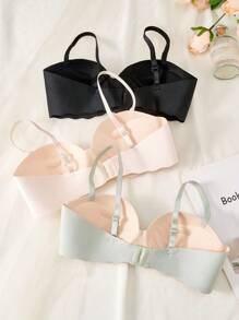 4 stuks/set minimalistische effen kleur draadloze bh-set voor tienermeisjes (zwart, veelkleurig)