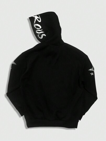 Street Life Men's Portrait Printed Zipper Hoodie Casual Loose Sweatshirt, Daily Wear