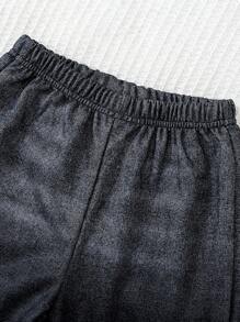 SHEIN 3 件套年轻男孩休闲长袖白色上衣 + 黑色蓬松连帽背心 + 裤子套装，秋冬 - 黑色 - 查看 6