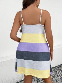 SHEIN LUNE Váy ngắn thường ngày không tay chắp vá cỡ lớn màu tím Quần áo mùa thu Quần áo - Màu tím hoa cà - Xem 2