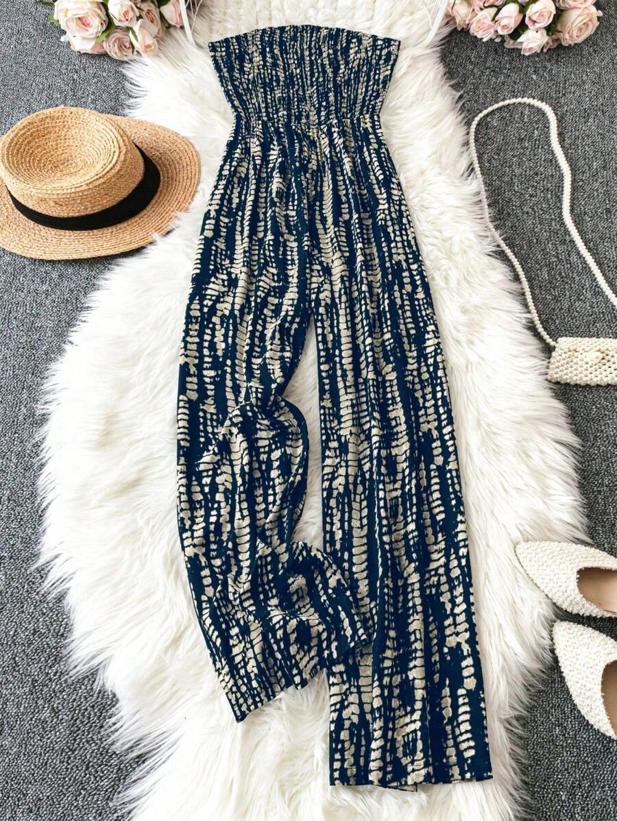 Trelyra 女士扎染印花连身裤宽松阔腿连身裤