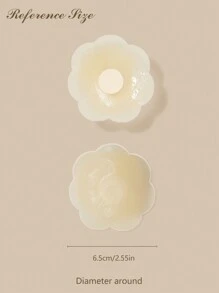 Round Cup New Buckle Push Up Floral Breathable Invisible Nipple Cover Boob Pads Set - Apricot - View 6