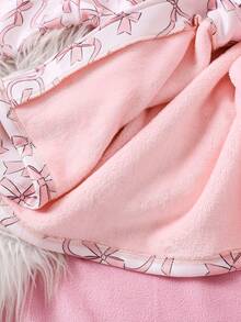 女童粉色蝴蝶全身印花长袖连帽舒适保暖睡袍