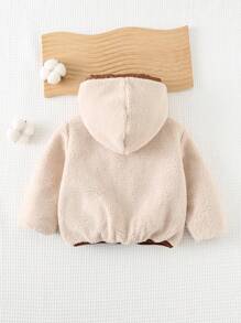 Cozy Pixies Omkeerbare Cartoon Bear Ear Hoodie Dikke Thermische Gevoerde Buitenkleding Voor Babyjongen