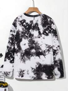 SHEIN Tween Boy Casual Street Tie-Dye Racing Car Print T-Shirt, Suitable For Commute, School, Daily Casual Wear, Sports, Autumn Winter Season - White - View 2
