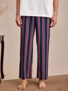 SHEIN EverLounge Herren Lounge Hose mit Elastikbund und geradem Bein mit Streifen Muster