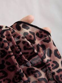 SHEIN LUNE Summer Fashionable Leopard Print Twist Front Crop Top - Multicolor - View 3