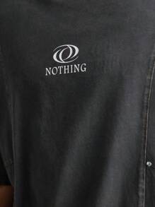 Manfinity VCAY Men's Summer Casual Short Sleeve Round Neck T-Shirt With Letter Print - Grey - View 6