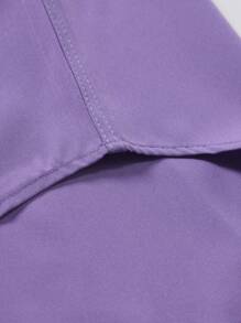 Manfinity Mode Men's Front Button Short Sleeve Casual Top - Lilac Purple - View 5