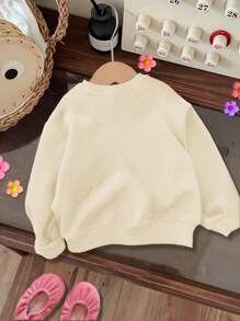 SHEIN Cute Pumpkin Pattern Halloween Baby Girl Knitted Soft Crew Neck Loose Thick Sweatshirt, Suitable For Autumn And Winter