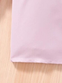 Girls' Solid Color Frill Trim Long Sleeve Button Front Casual Shirt