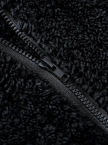 SHEIN 3 件套年轻男孩休闲长袖白色上衣 + 黑色蓬松连帽背心 + 裤子套装，秋冬 - 黑色 - 查看 3