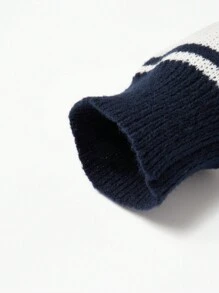 Chillumni Áo khoác cardigan dáng rộng tay dài cài nút màu khối đơn giản họa tiết thường ngày cho nam, áo khoác cardigan dáng rộng hở vai sọc xanh bóng chày khối đơn giản, dành cho chồng, quà tặng bạn trai, áo len cardigan nam, đồ dệt kim nam, áo len cardigan nam, áo len dệt kim, áo khoác ngoài nam phối màu - Màu xanh hải quân - Xem 6