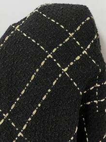 Chiquease Women Tie-Up Printed Lapel Collar Daily Wear Suit Jacket - Black - View 8