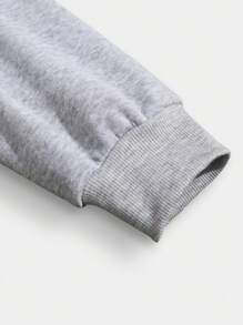 INAWLY 女士秋季抽绳长袖数字印花简约连帽衫、休闲日常穿着、长袖上衣 - 灰色 - 查看 5