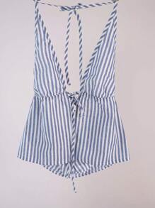 SHEIN Unity Women's Casual Striped Halter Neck Tie Cami Top, Summer Graphic Tees Women Tops - Baby Blue - View 6