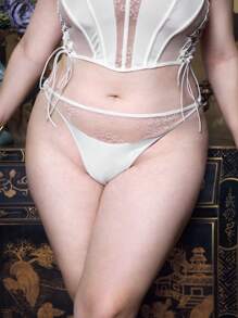 PinupGlam Plus Size Mesh Contrast Sexy Panty