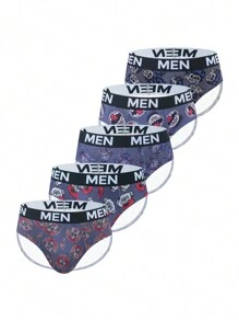5pcs Men's Casual Letter Pattern Briefs