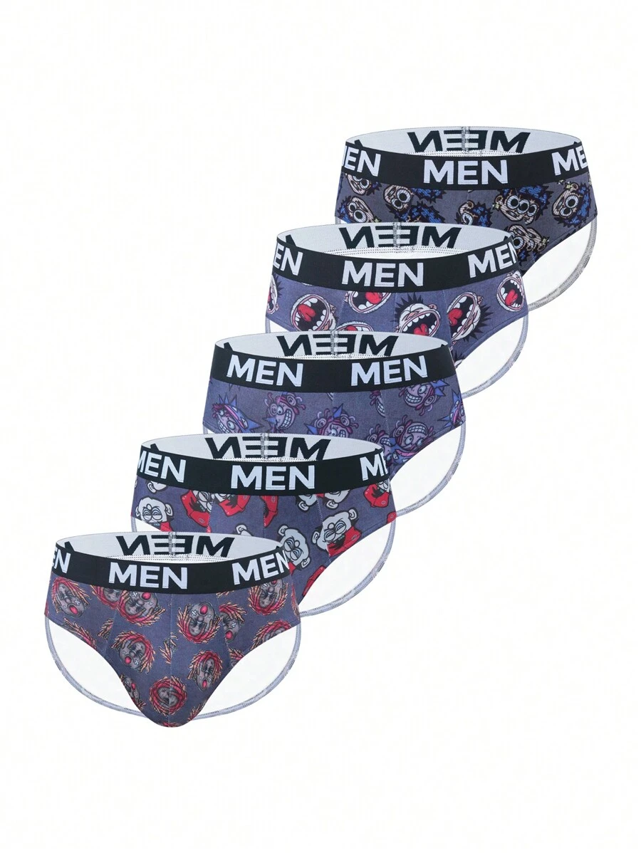 5pcs Men's Casual Letter Pattern Briefs