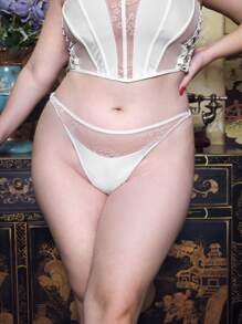 PinupGlam Plus Size Mesh Contrast Sexy Panty